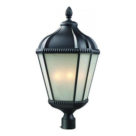 Z-Lite Black Waverly 4 Light Outdoor Post Light with White Seedy Shade 513PHB-BK